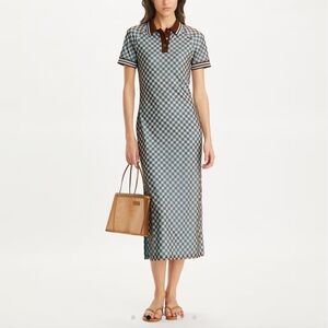 Tory Burch Checkered Mesh Polo Dress